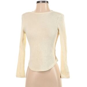 Free People butter yellow waffle shirt